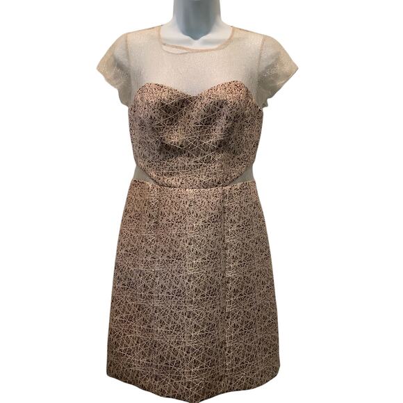 PHEOBE FOR KAY UNGER GOLD SHIMMER SHEER FIT AND FLAIR DRESS 6 - Picture 1 of 9